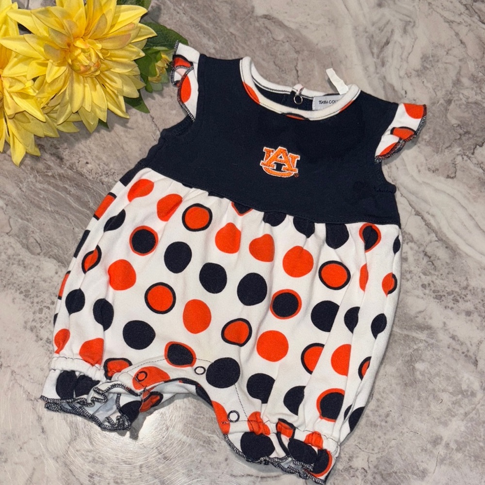 Tea Collection Navy and Orange Baby Romper